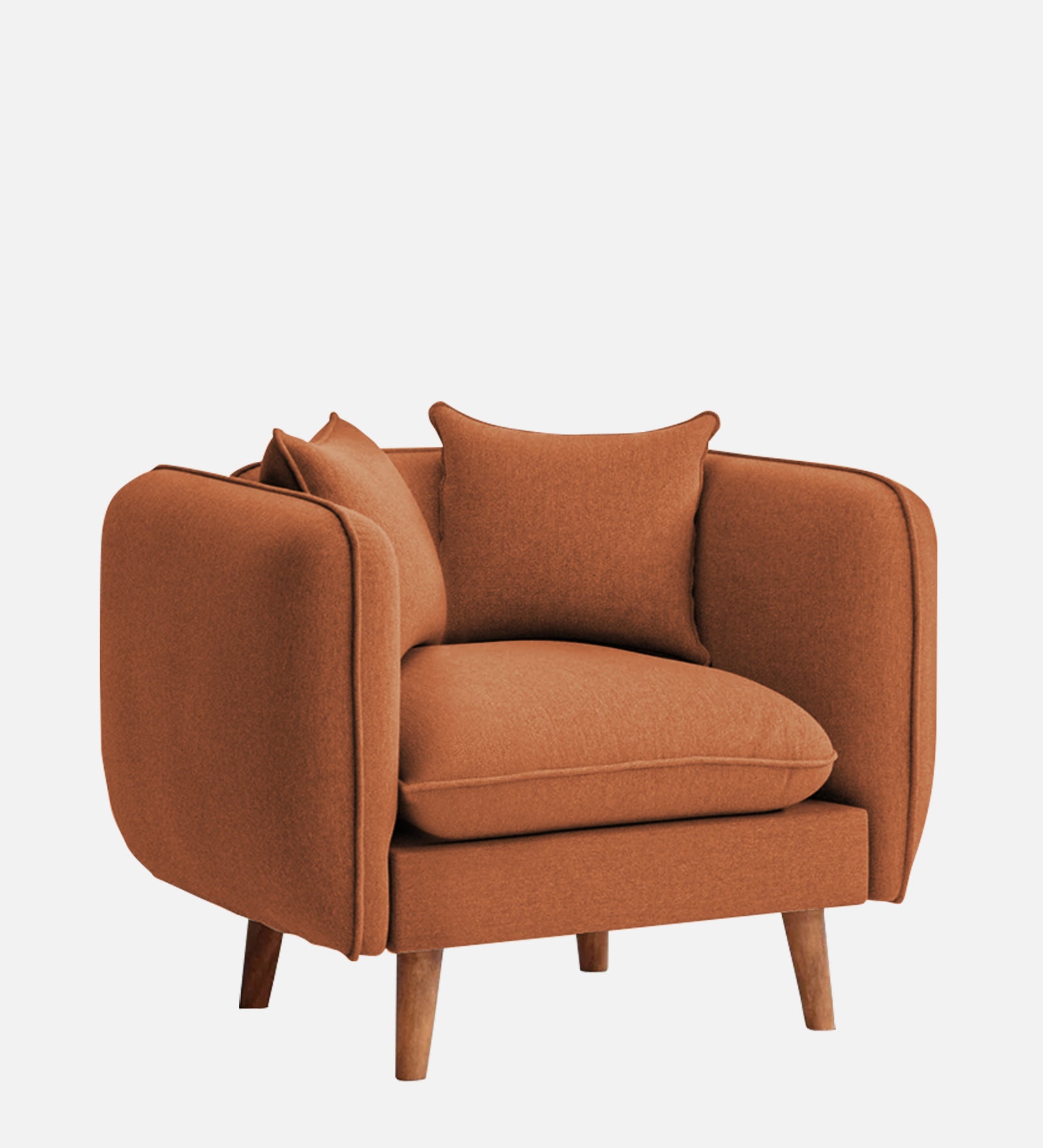 Reva Fabric 1 Seater Sofa In Safforn Orange Colour