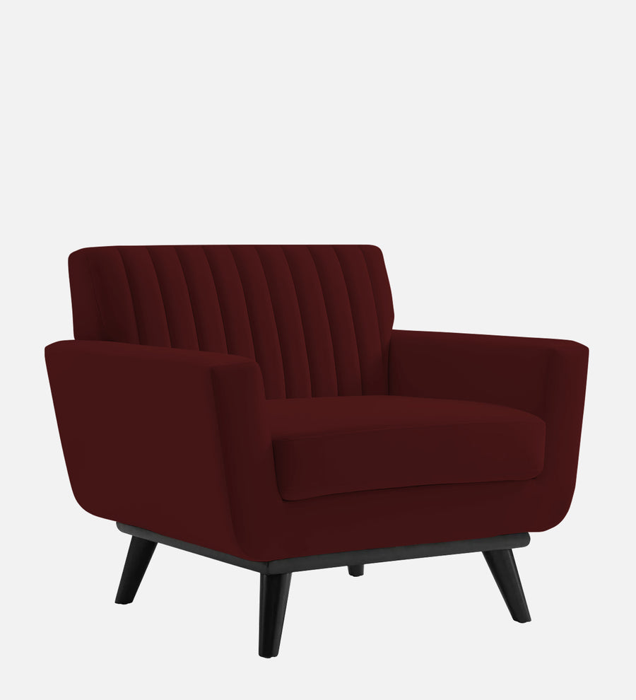 Tucker Velvet 1 Seater Sofa In Dark Maroon Colour - Febonic Living