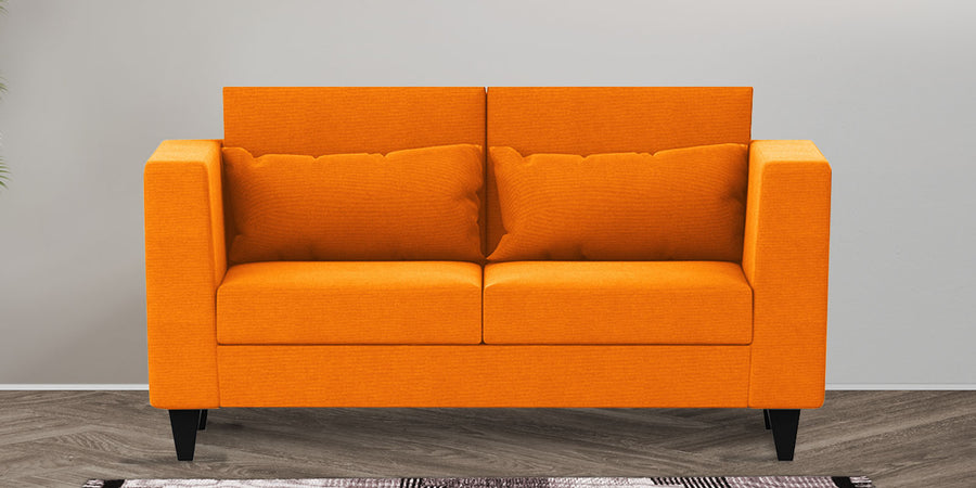 Nipul Fabric 2 Seater Sofa In Vivid Orange Colour - Febonic Living