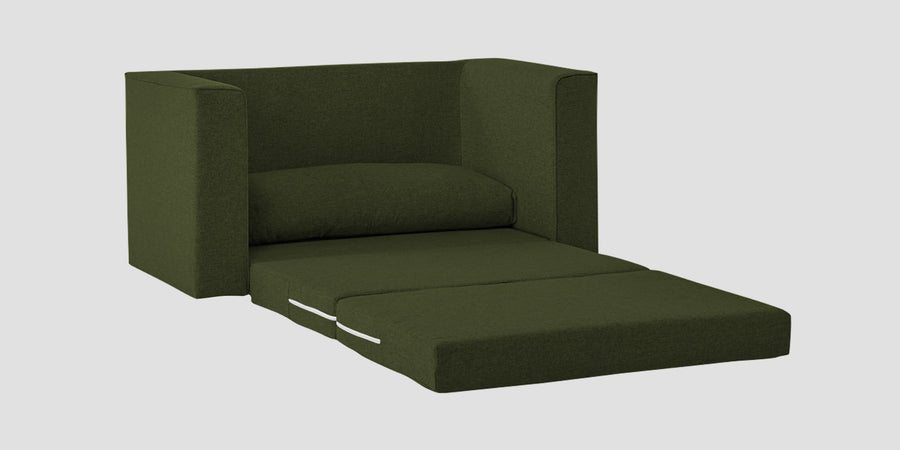 Kenia Fabric 2 Seater Foldable Sofa Cum Bed In Olive Green Colour - Febonic Living