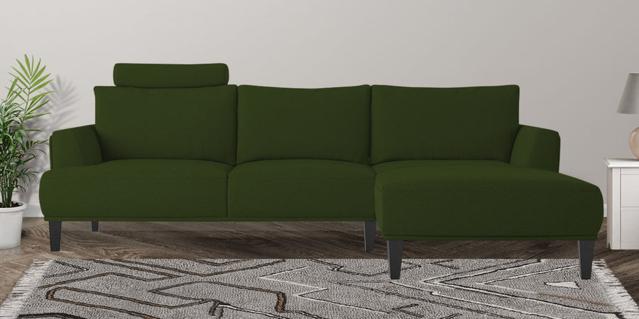 Como Fabric Lhs Sectional Sofa 3 Lounger In Olive Green Colour - Febonic Living