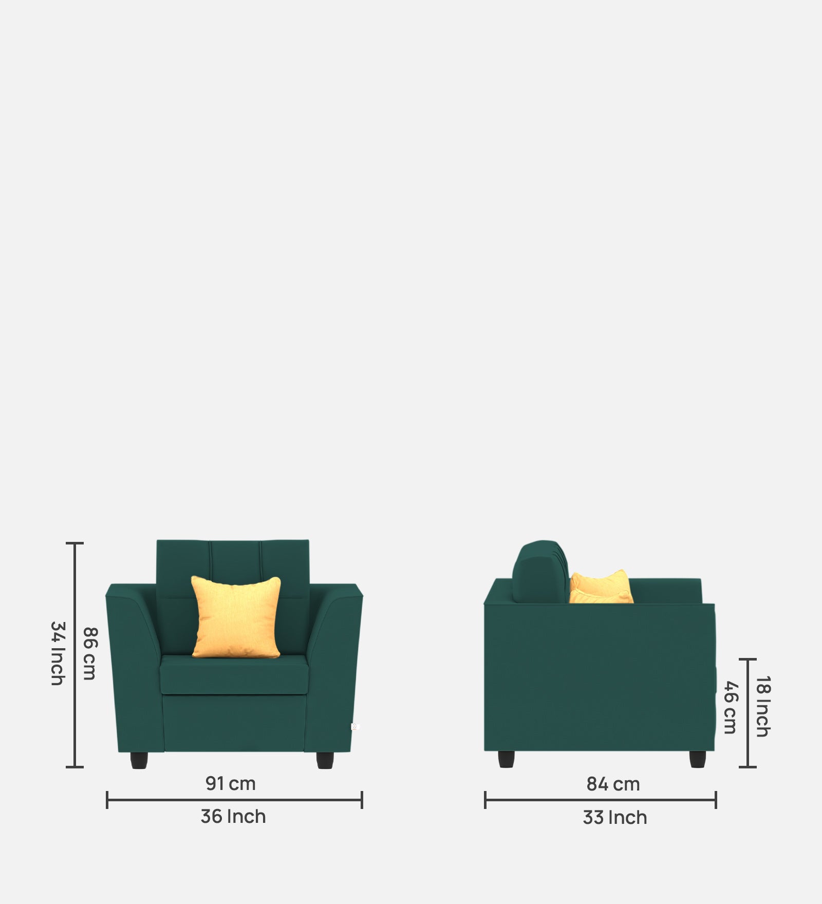 Nestin Velvet 1 Seater Sofa in Pine Green Colour