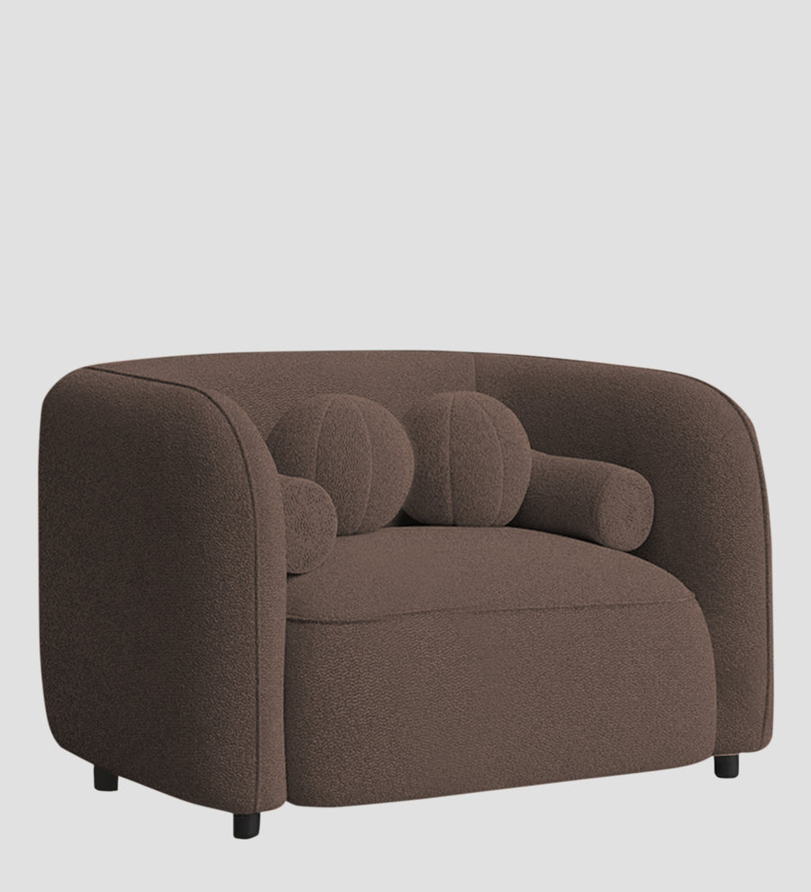 Corny Boucle Fabric 1 Seater Sofa In Truffle Brown Colour - Febonic Living