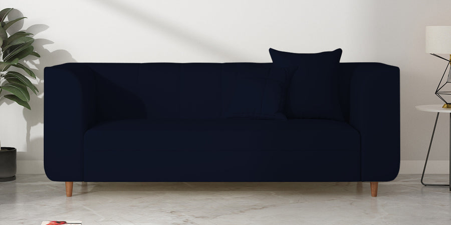 Sumo Velvet 3 Seater Sofa In Dark Blue Colour - Febonic Living