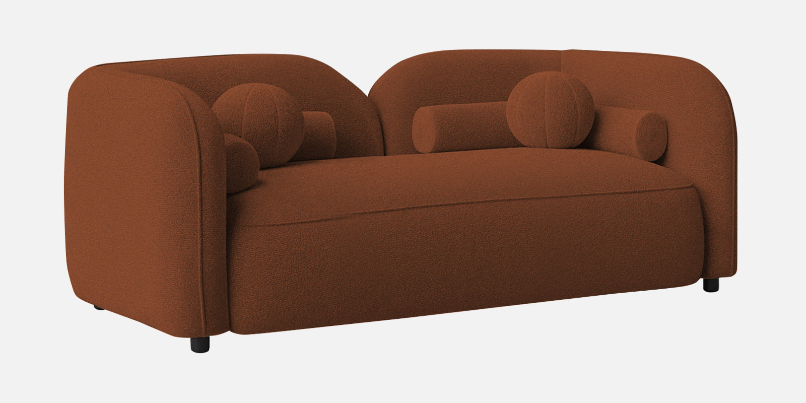 Corny Fur Fabric 2 Seater Sofa in Rust Orange Colour