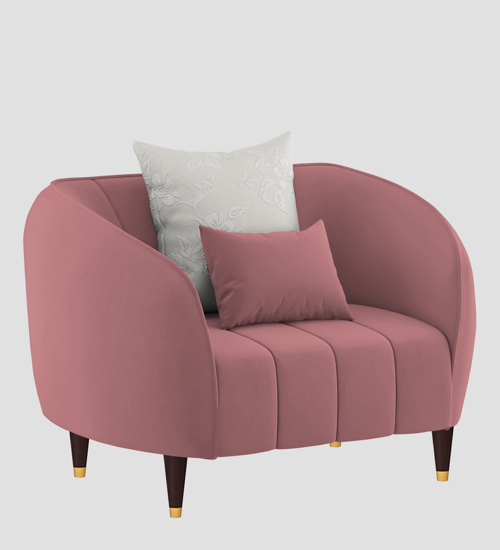 Hairo Velvet 1 Seater Sofa In  Rose Pink Colour - Febonic Living