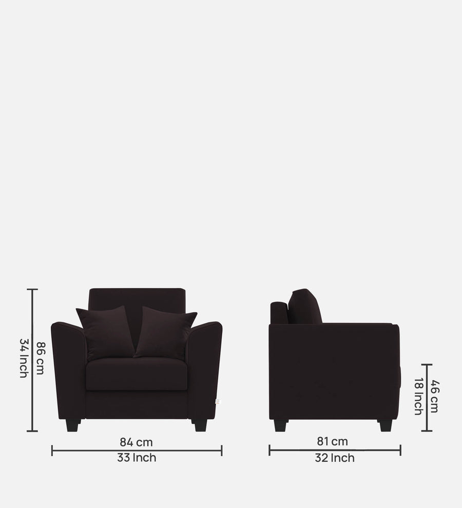 Daku Fabric 1 Seater Sofa In Cara Brown Colour - Febonic Living