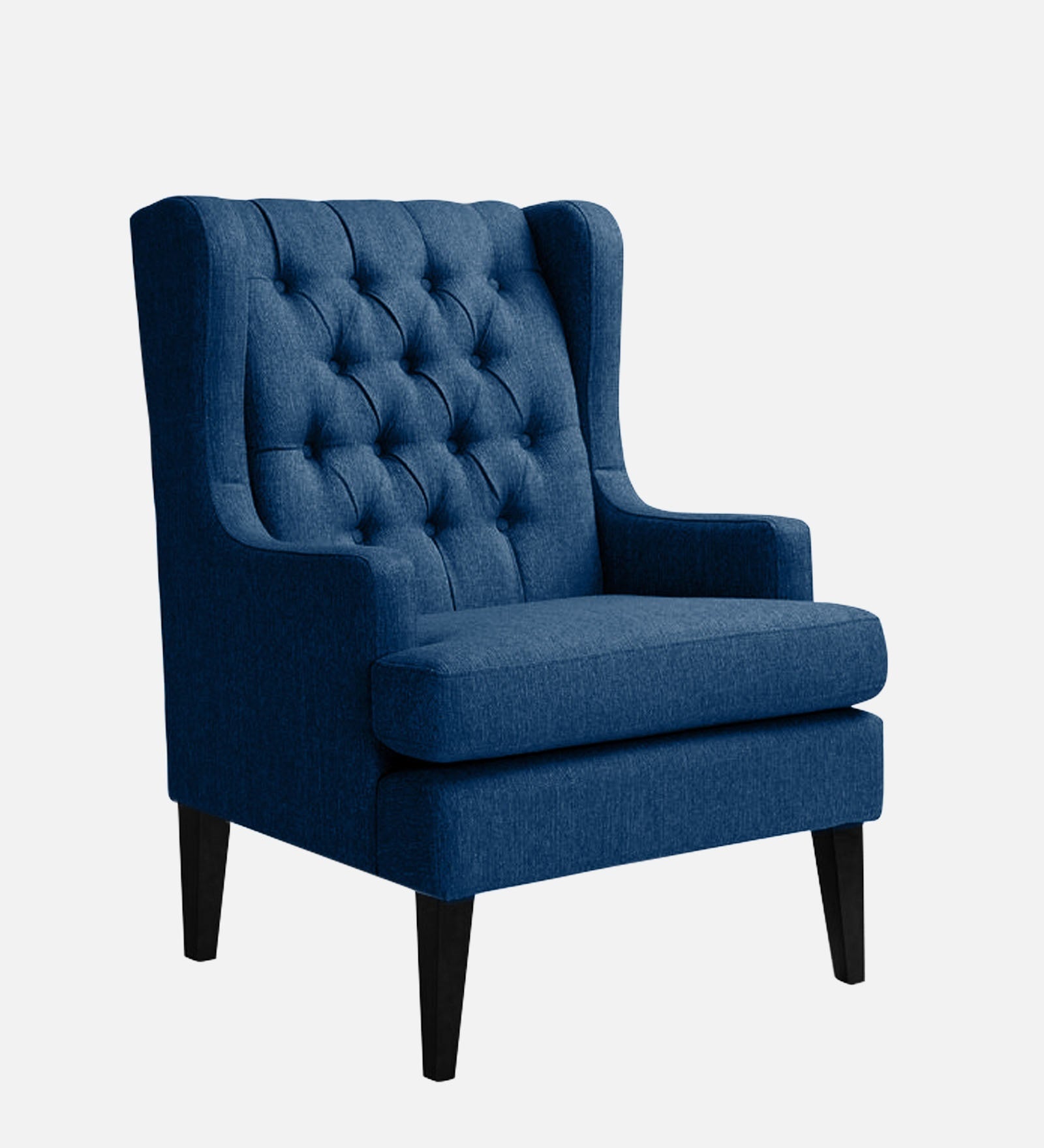 Panas Fabric Wing Chair In Royal Blue Colour