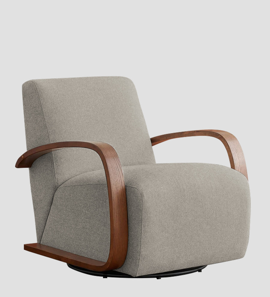 Balma Fabric Swivel Chair In Ash Grey Colour - Febonic Living