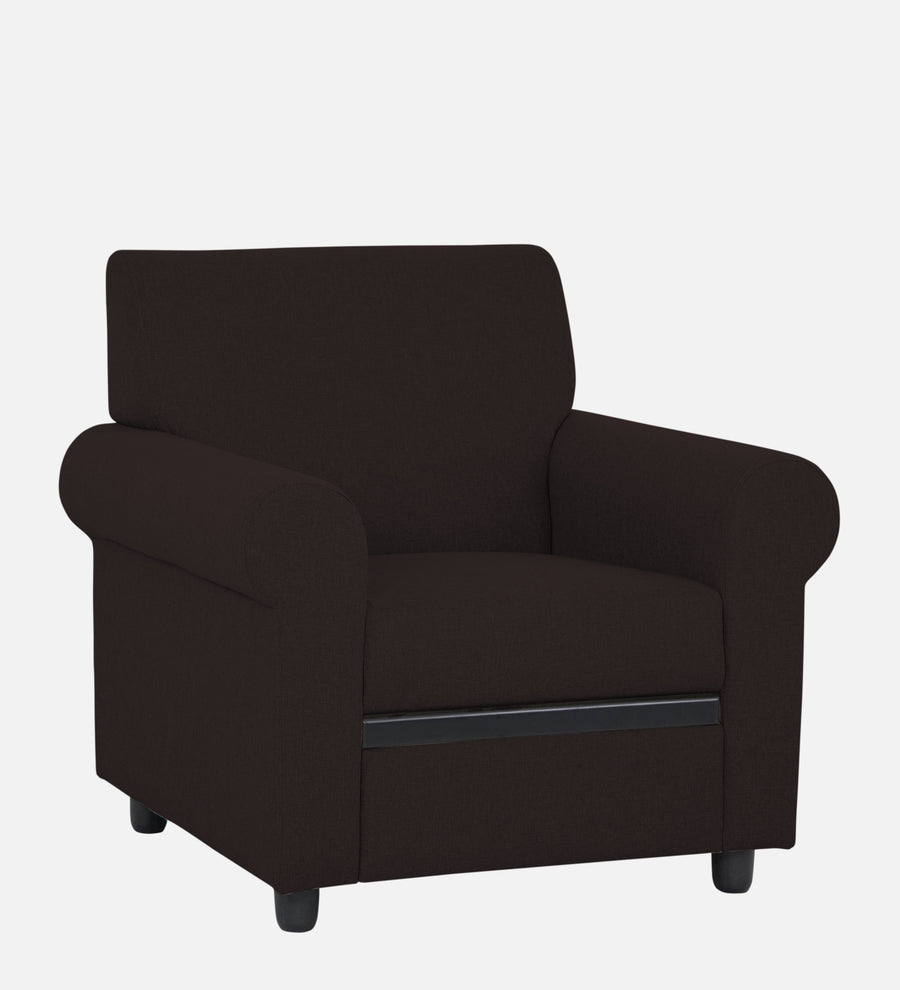 Ribby Fabric 1 Seater Sofa In Dark Brown Colour - Febonic Living