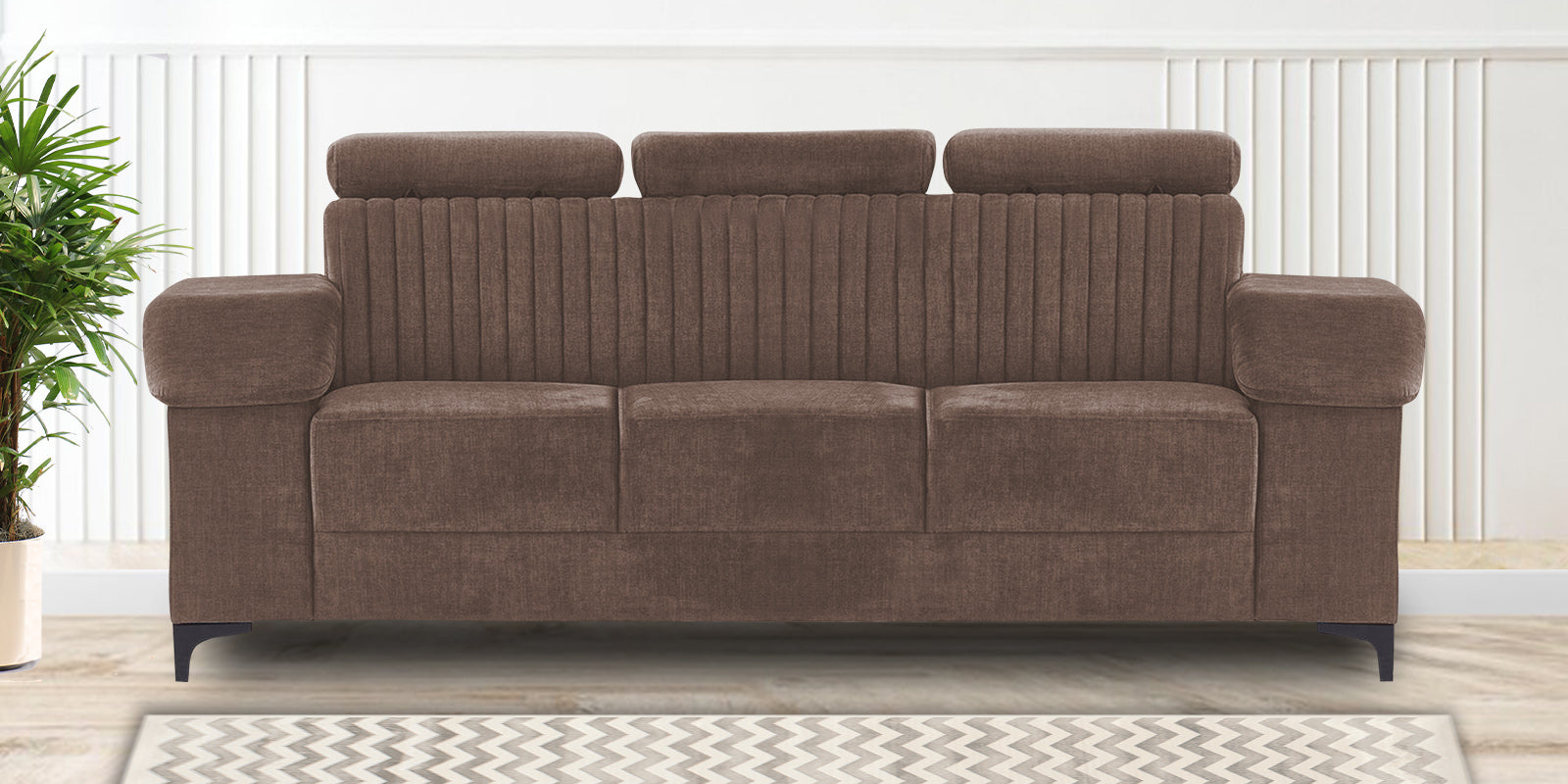 Draco Fabric 3 Seater Sofa in Ginger Brown Colour