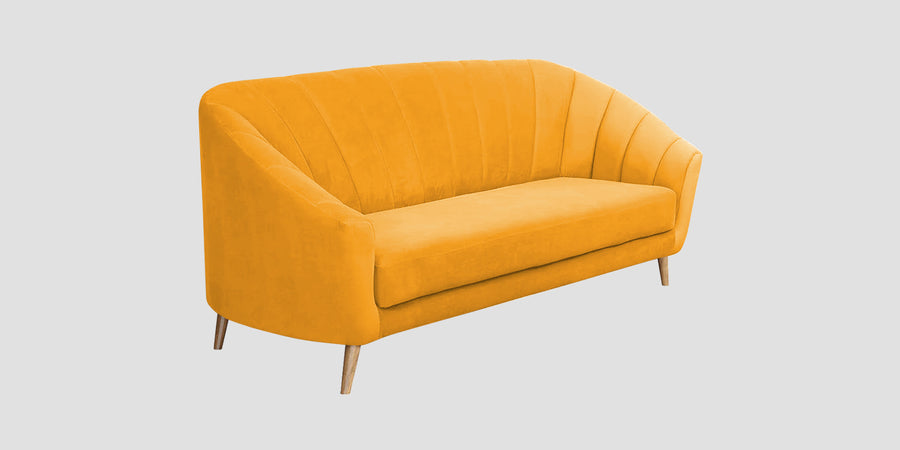 Kaylee Velvet 3 Seater Sofa In Safforn Yellow Colour - Febonic Living