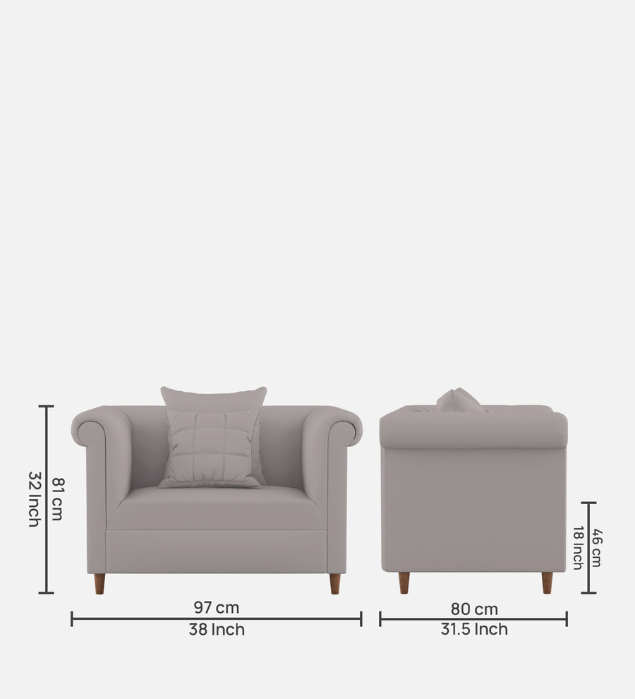 Rubi Velvet 1 Seater Sofa In Pearl Grey Colour - Febonic Living