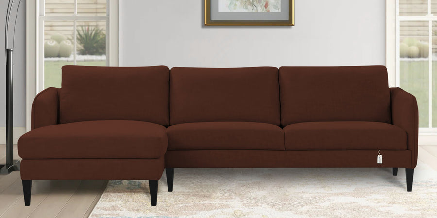 Piku Fabric Rhs Sectional Sofa 3 Lounger In Coffee Brown Colour - Febonic Living