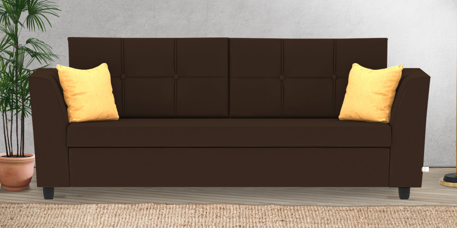 Nestin Velvet 3 Seater Sofa in Cholocate Brown Colour