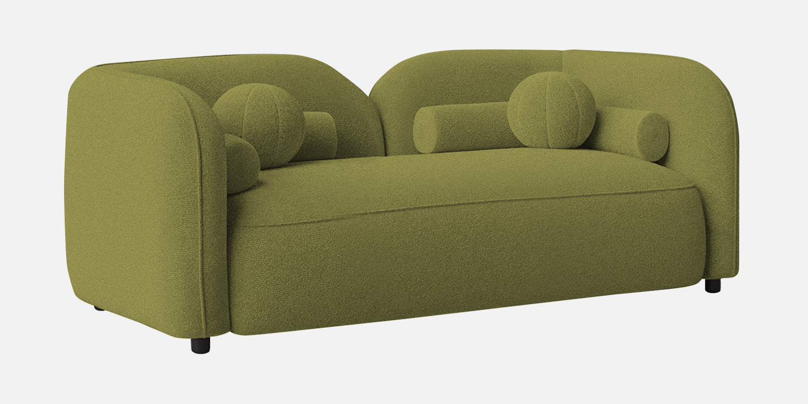 Corny Fur Fabric 2 Seater Sofa in Apple Green Colour