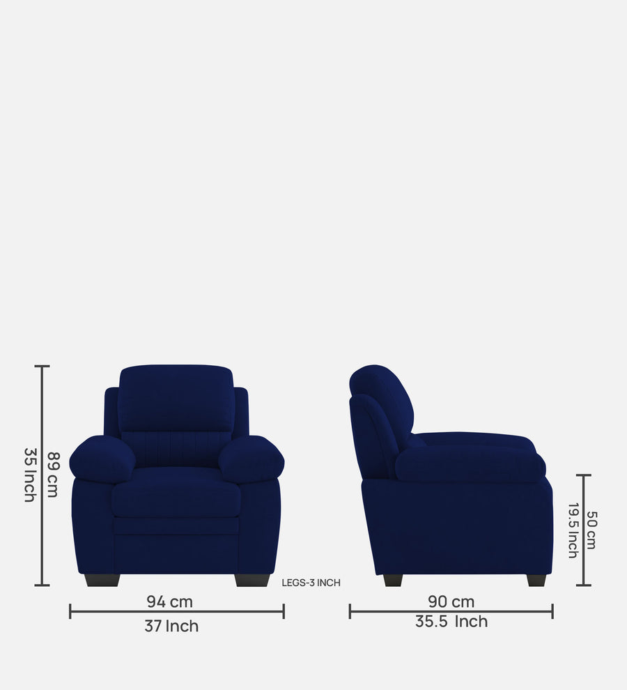 Cantaberry Velvet 1 Seater Sofa In Dark Blue Colour - Febonic Living