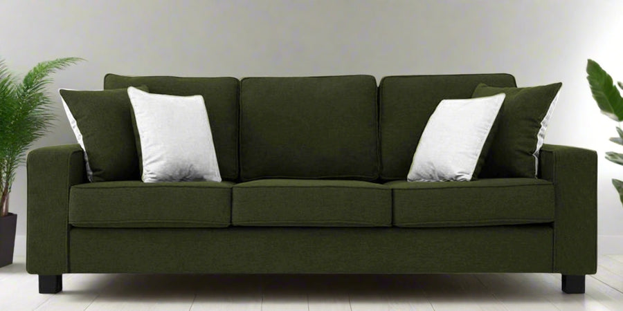 Ladybug Fabric 3 Seater Sofa In Olive Green Colour - Febonic Living