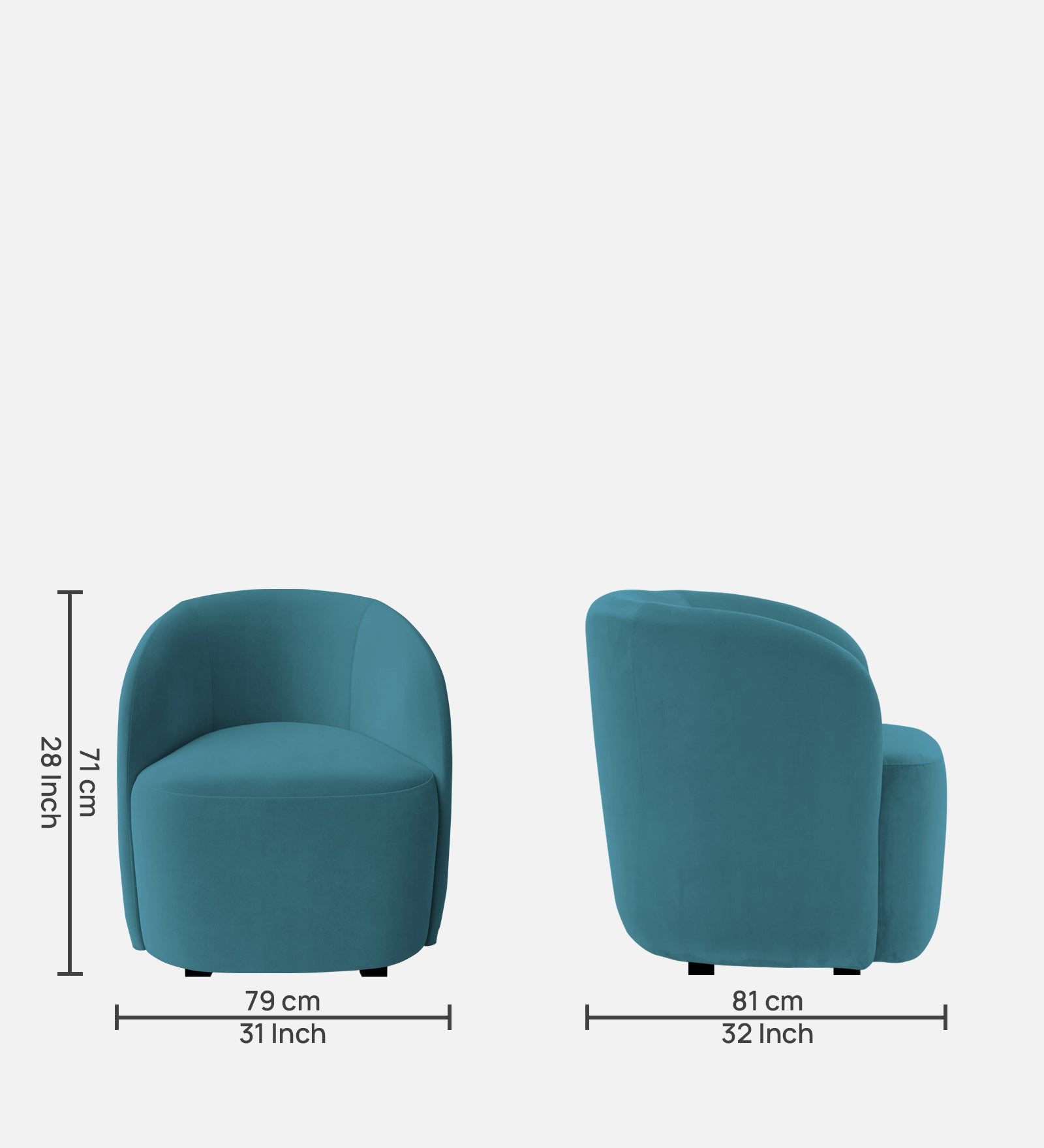 Hazel Velvet Wing Chair in Aqua Blue Colour