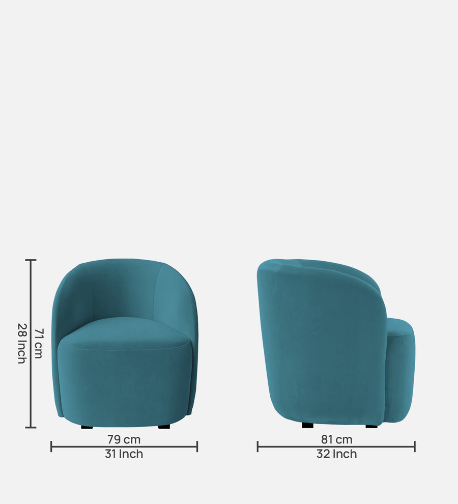 Lucky Velvet Lounge Chair In Aqua Blue Colour - Febonic Living