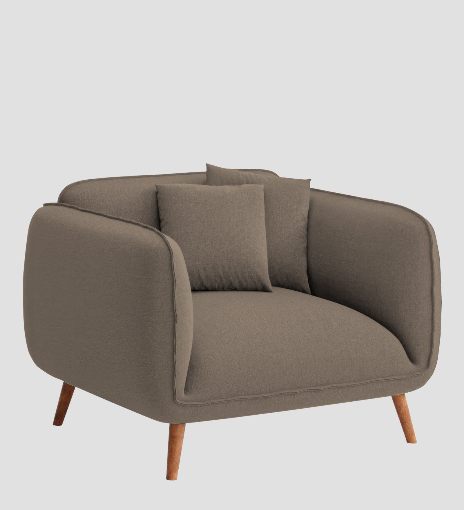 Zia Fabric 1 Seater Sofa In Hazel Beige Colour