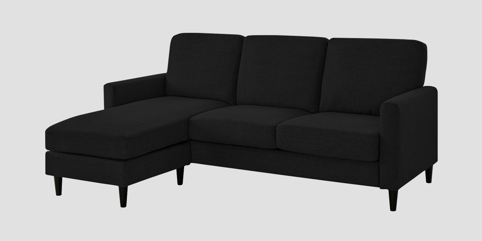 Romie Fabric RHS Sectional Sofa (2+Lounger) In Zed Black Colour - Febonic Living