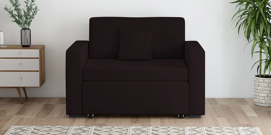 Rocky Fabric 2 Seater Pull Out Sofa Cum Bed In Cara Brown Colour With Storage - Febonic Living