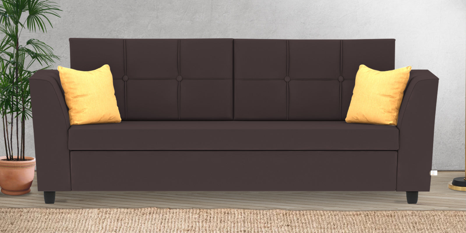 Nestin Velvet 3 Seater Sofa in Mocha Brown Colour