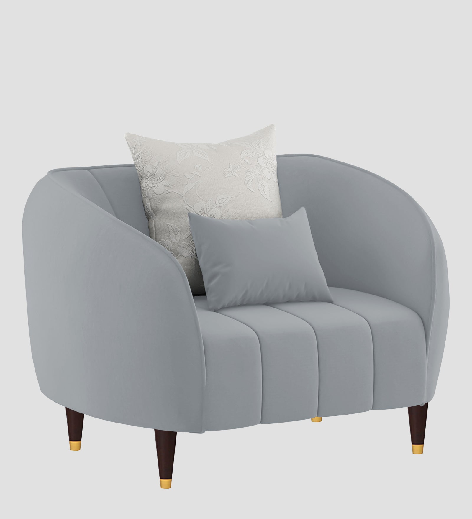 Hairo Velvet 1 Seater Sofa In  Concrete Grey Colour - Febonic Living