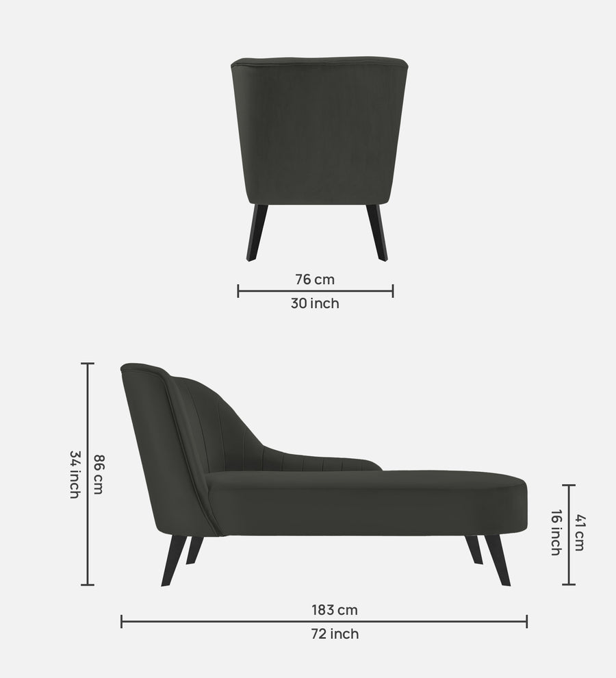Flora Velvet Rhs Chaise Lounger In Hory Grey Colour - Febonic Living