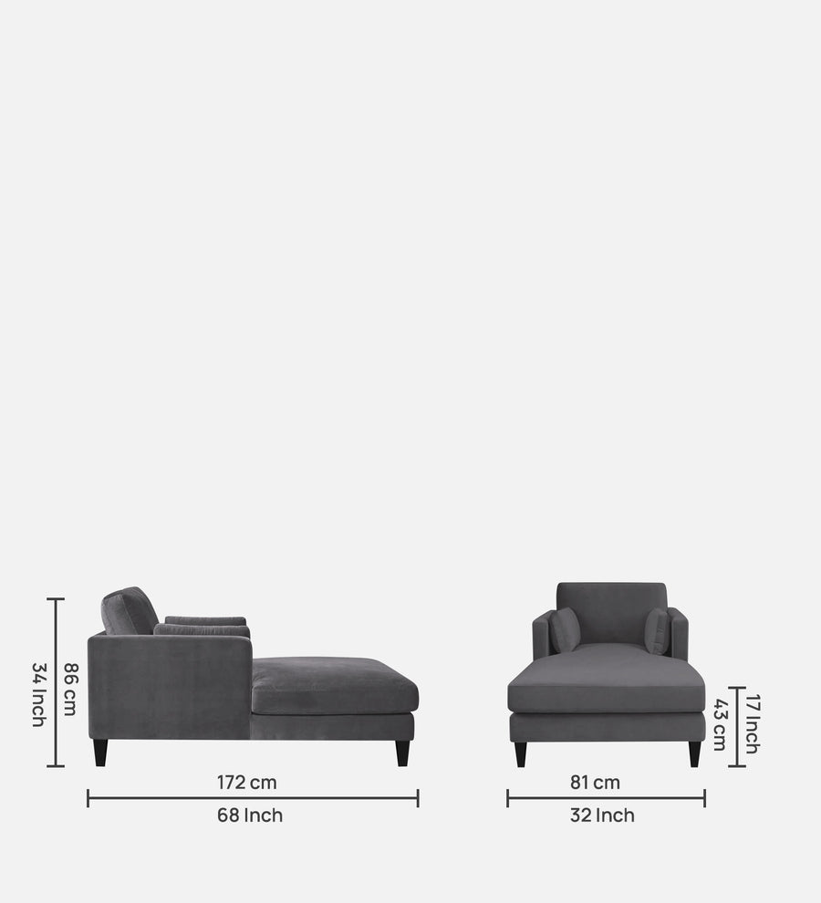 Makou Velvet Chaise Lounger In Davy Grey Colour - Febonic Living