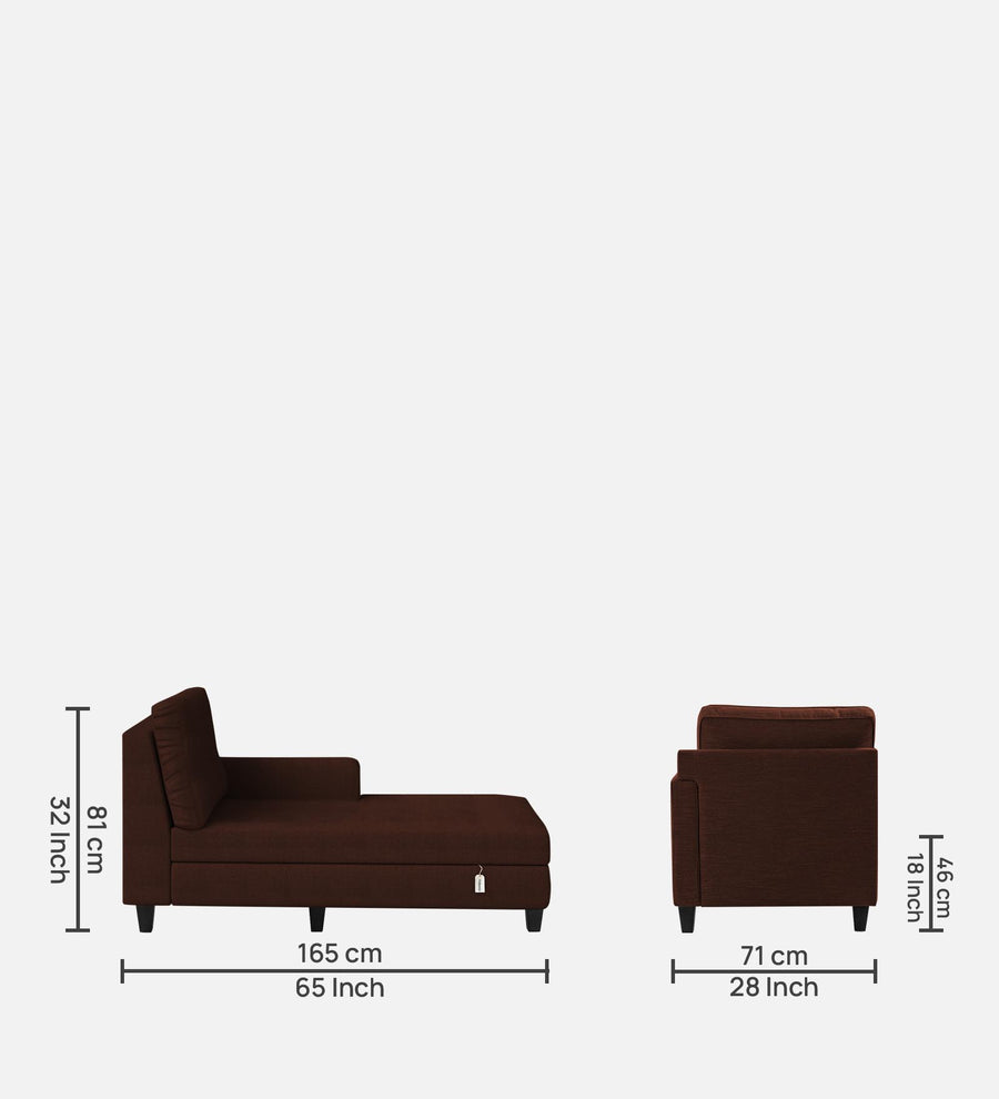 Royee Fabric Rhs Chaise Lounger In Coffee Brown Colour With Storage - Febonic Living