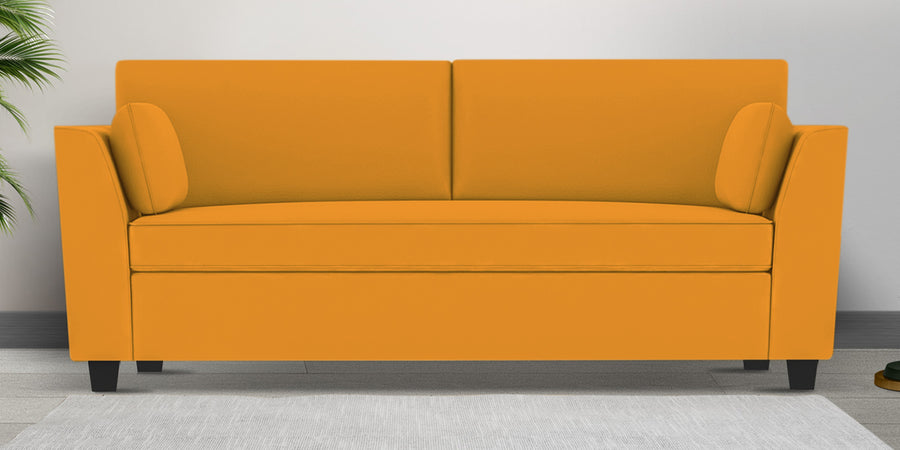 Bristo Velvet 3 Seater Sofa In Safforn Yellow Colour With Storage - Febonic Living
