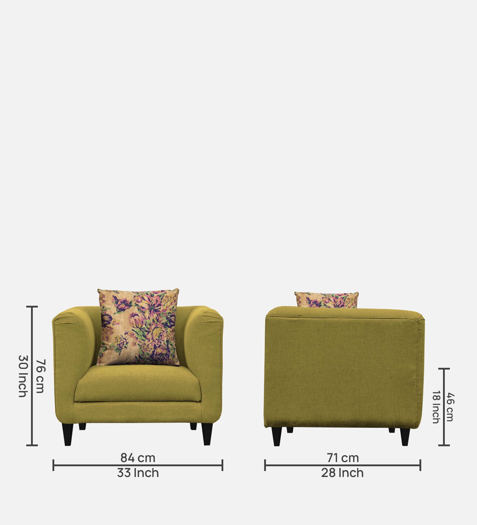 Niki Fabric 1 Seater Sofa in Parrot Green Colour