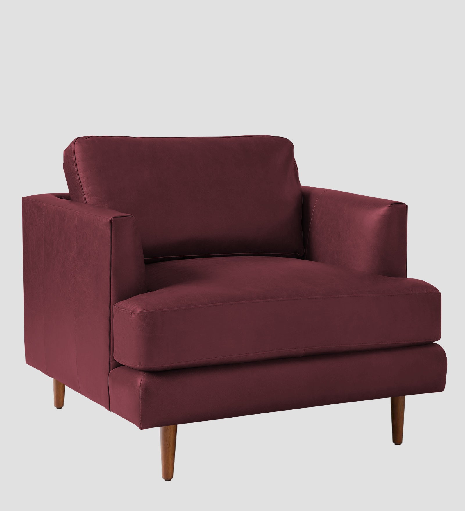 Sterio Leatherette 1 Seater Sofa In  Burgundy Maroon Colour - Febonic Living