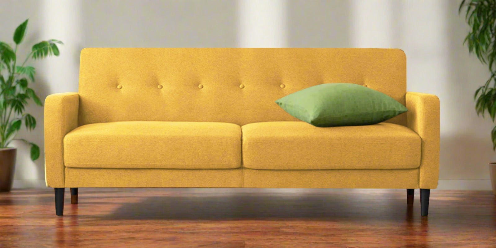 Marq Fabric 3 Seater Sofa in Bold Yellow Colour