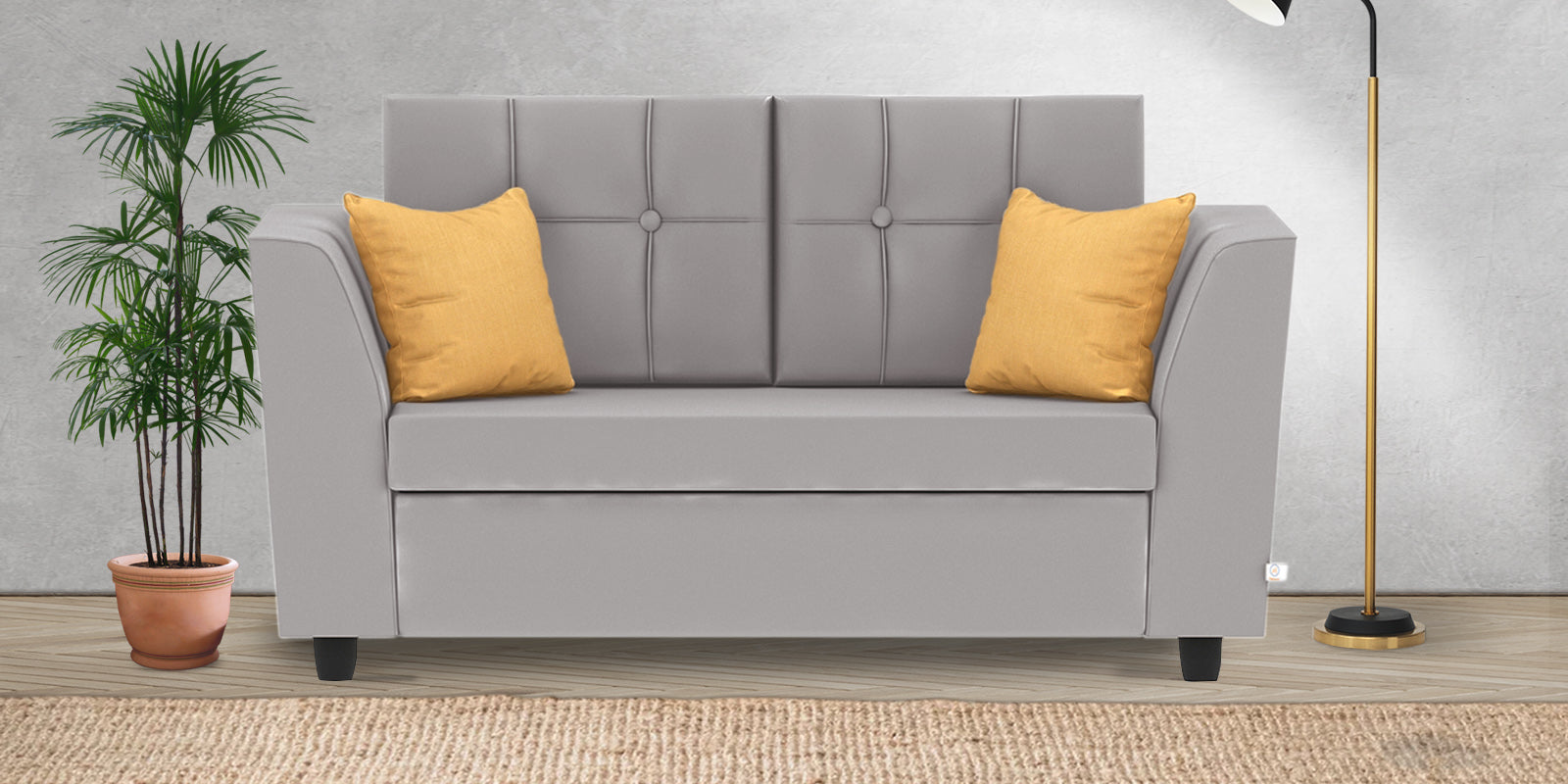 Nestin Velvet 2 Seater Sofa in light grey Colour