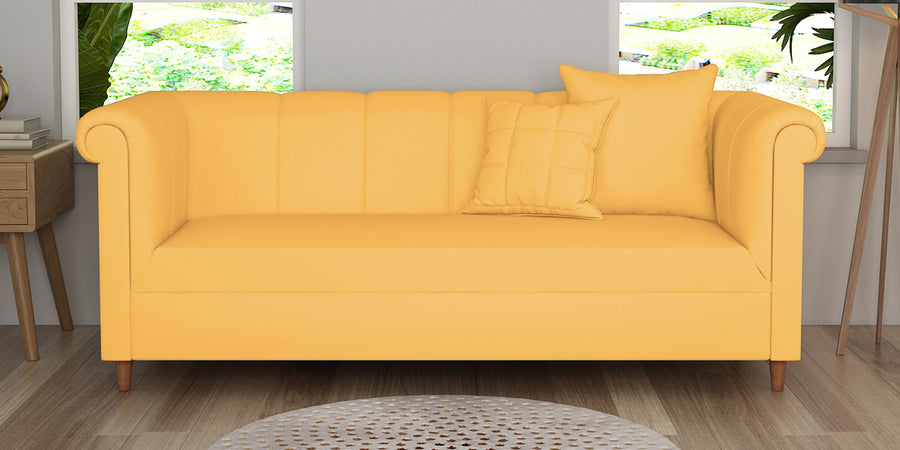 Rubi Velvet 3 Seater Sofa In Turmeric Yellow Colour - Febonic Living