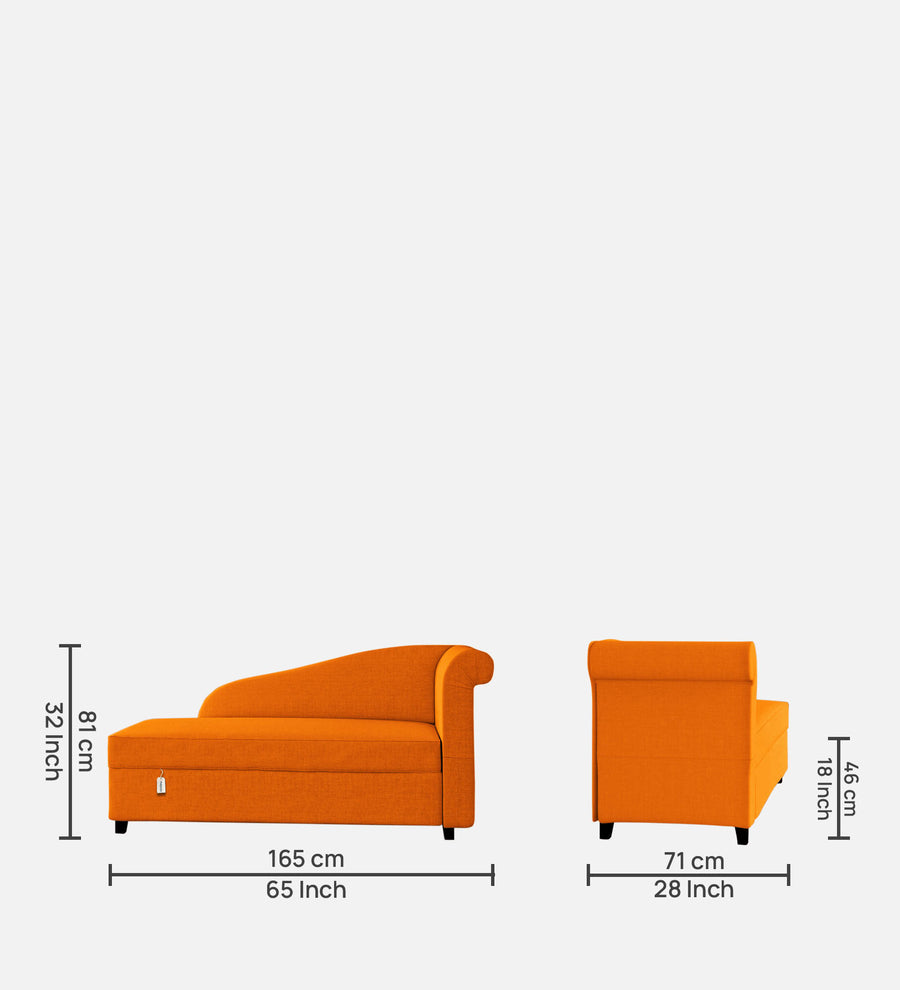 Toppy Fabric Lhs Chaise Lounger In Vivid Orange Colour With Storage - Febonic Living
