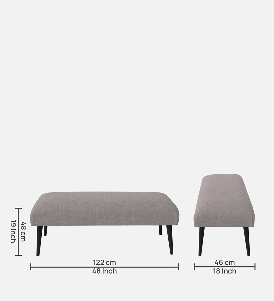 Adon Velvet Bench In Pearl Grey Colour - Febonic Living