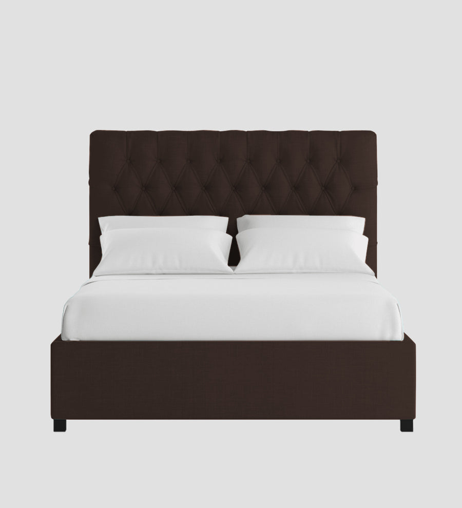 Isko Fabric Upholstered King Size Bed In Coffee Brown Colour With Box Storage - Febonic Living