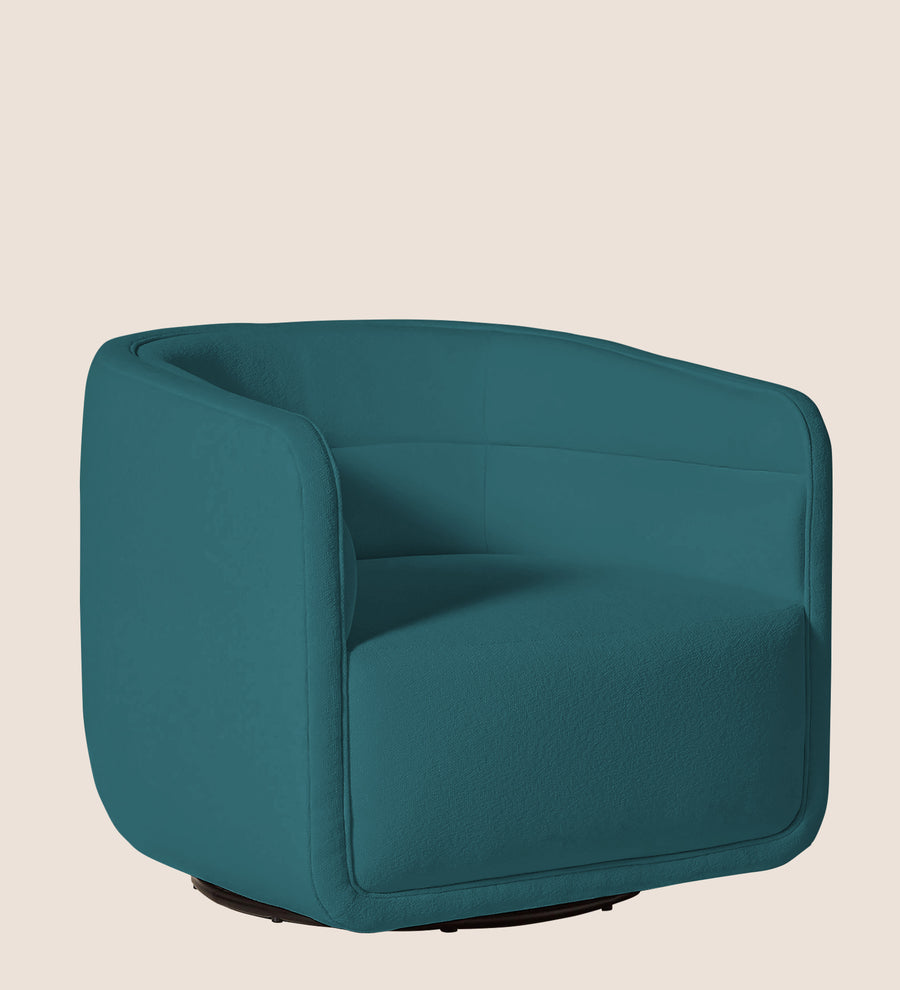 Ria Fabric Swivel Chair In Water Blue Colour - Febonic Living