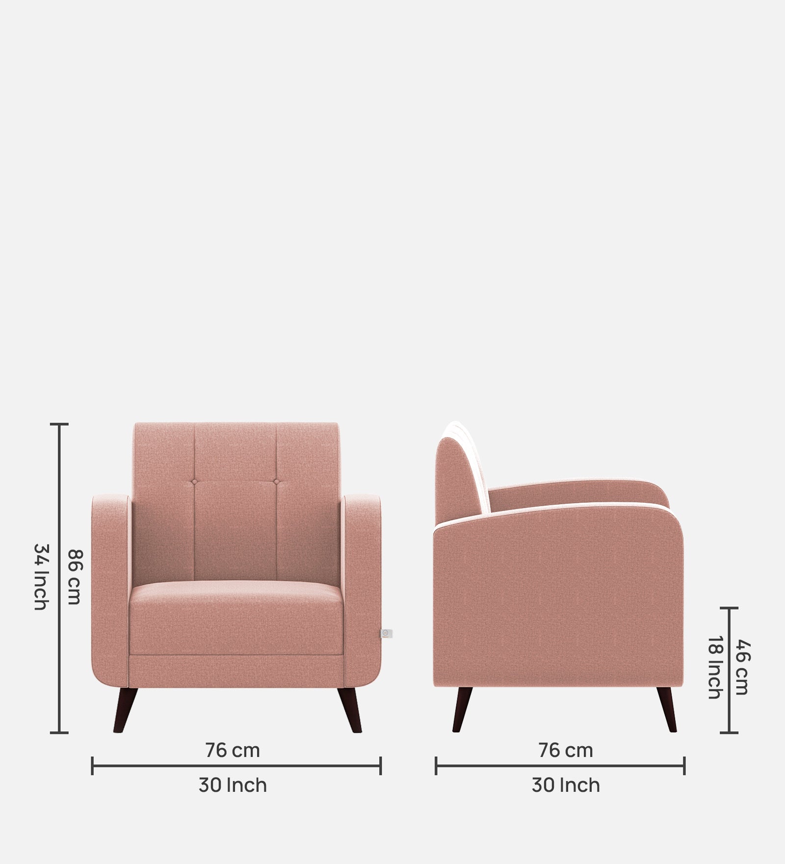 Wiki Velvet 1 Seater Sofa in Blush Pink Colour