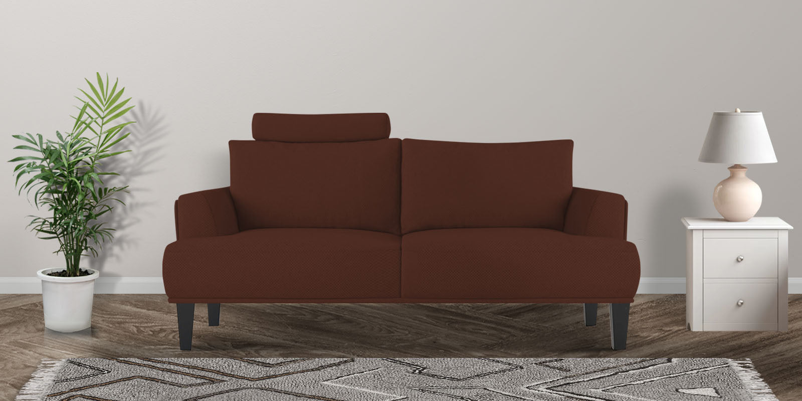 Como Fabric 2 Seater Sofa in Coffee Brown Colour