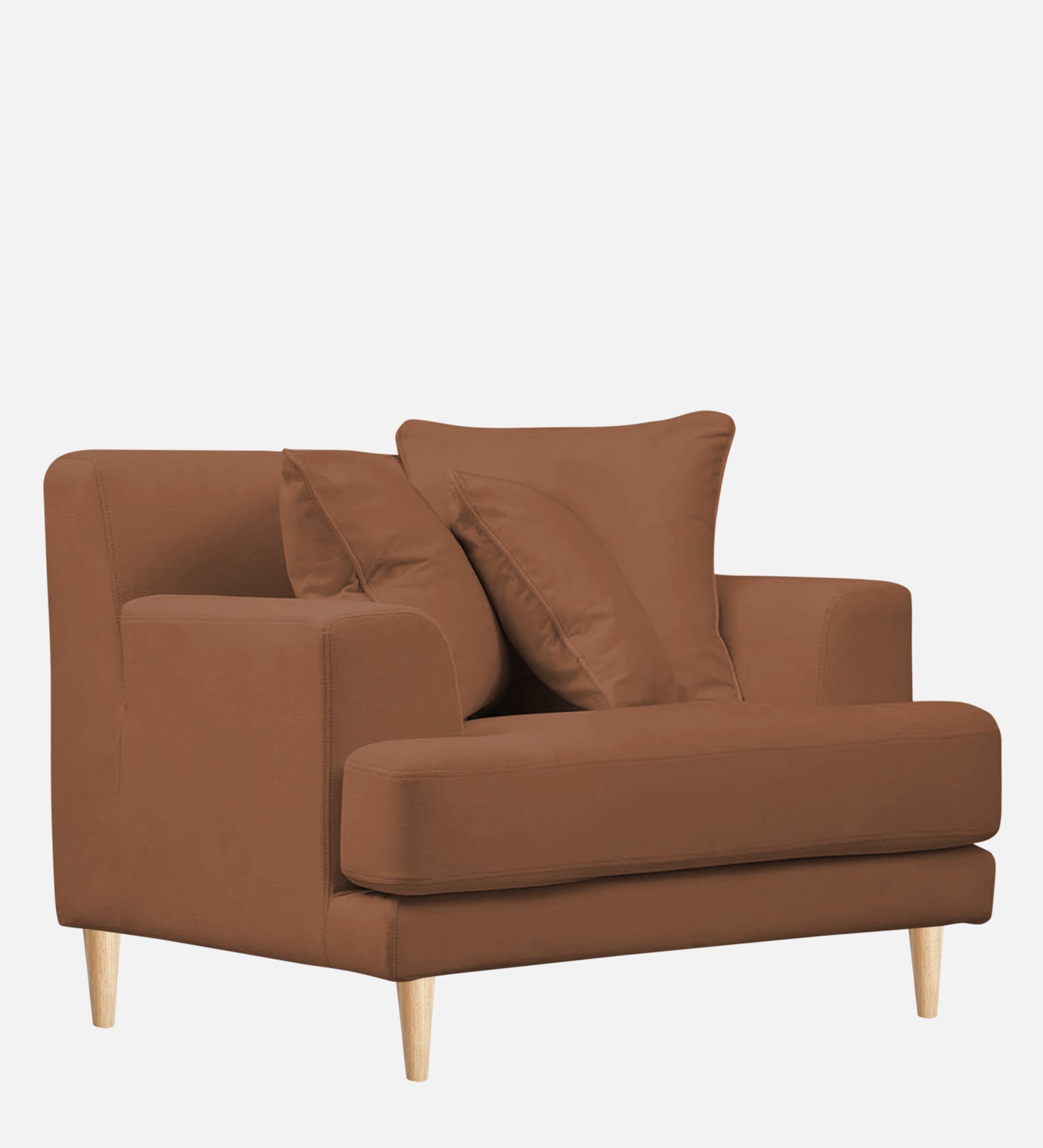 Woody Fabric 1 Seater Sofa in Caramel Beige Colour