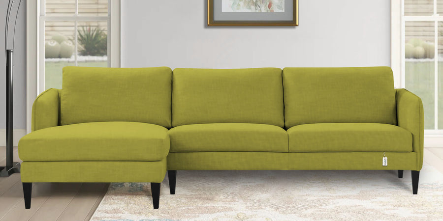 Piku Fabric Rhs Sectional Sofa 3 Lounger In Parrot Green Colour - Febonic Living