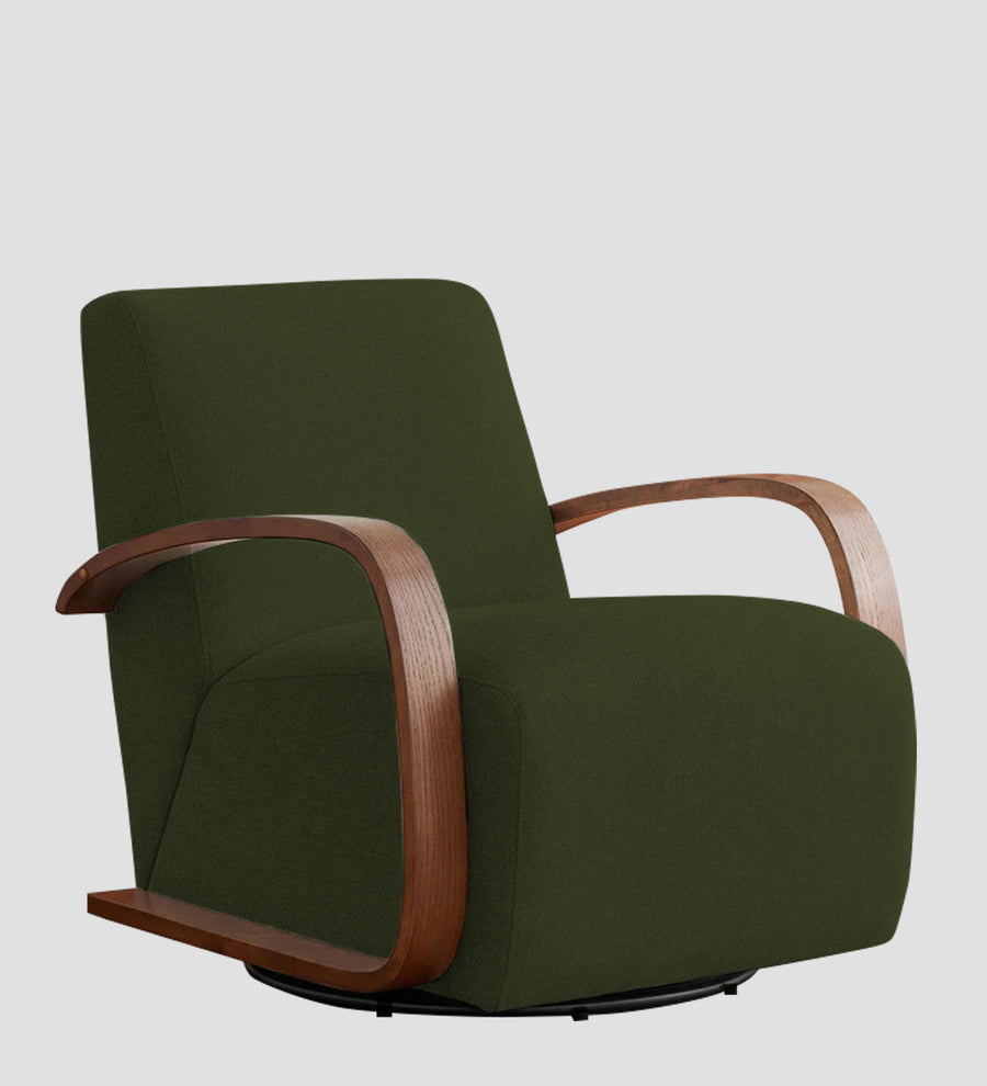 Balma Fabric Swivel Chair In Olive Green Colour - Febonic Living