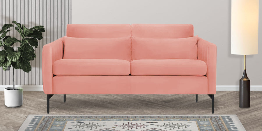 Haru Velvet 2 Seater Sofa In Blush Pink Colour - Febonic Living