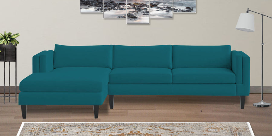 Jasper Velvet Rhs Sectional Sofa 3 Lounger In Pine Green Colour - Febonic Living