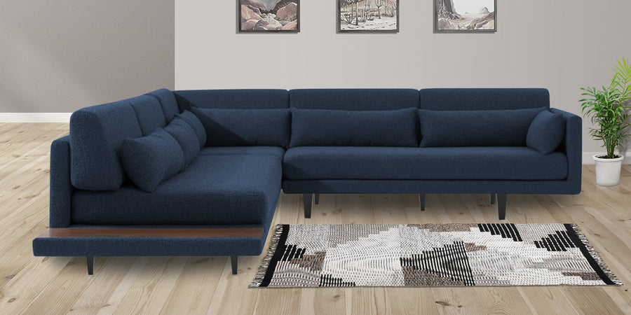 Malta Fabric 6 Seater Rhs Corner Sofa In Denim Blue Colour - Febonic Living